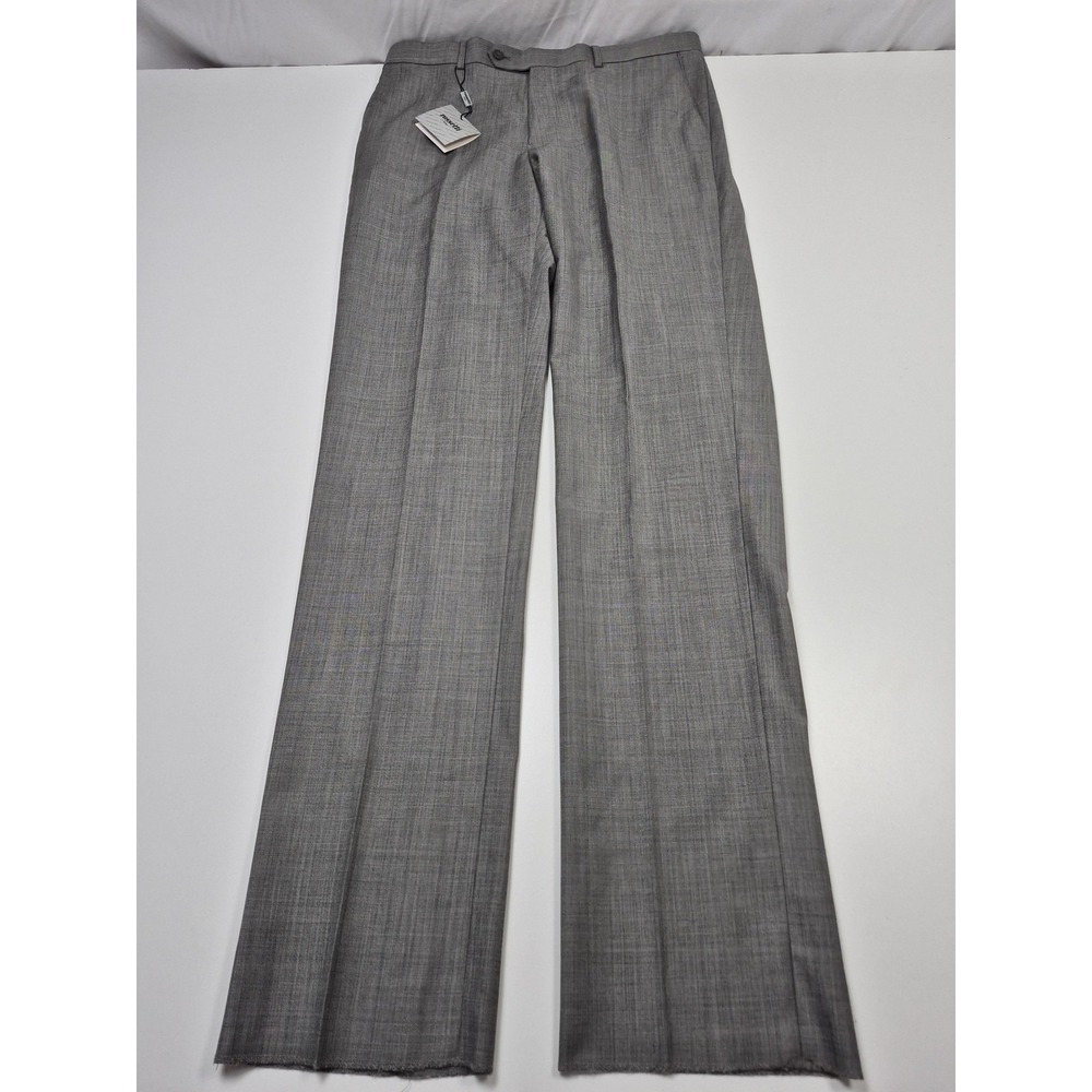 Rossetti Uomo Dress Pants Mens 34x36 Gray Wool Super 150s Straight Unhemmed NWT